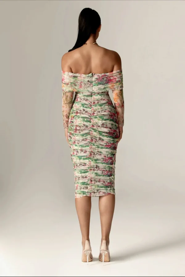 Hayley Off shoulder Midi Dress (Floral Serenade) - Image 4